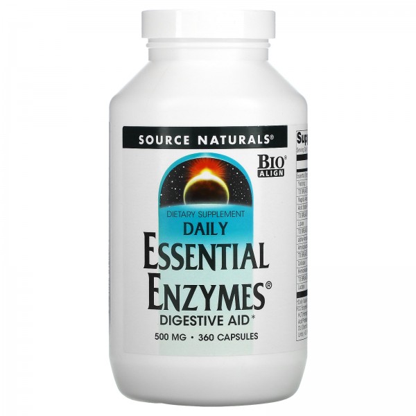 Source Naturals Daily Essential Enzymes Digestive Aid 500 mg 360 Capsules