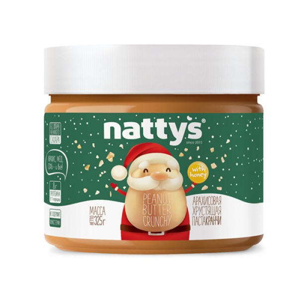 Natty's Паста арахисовая `New year` с кусочками арахиса и мёдом 325 г