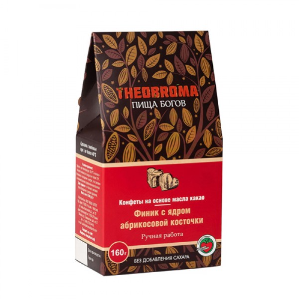 Theobroma «Пища Богов» Конфеты на основе масла какао `Финик с ядром абрикосовой косточки` 160 г