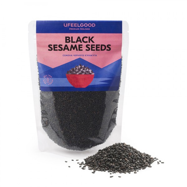 Ufeelgood Кунжут чёрный / 100% raw organic black sesame seeds 200 г