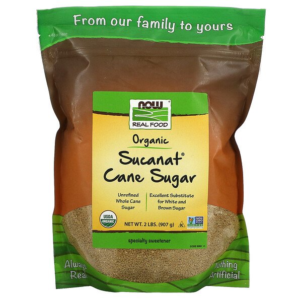 Now Foods Real Food Sucanat органический тростниковый сахар 907 г