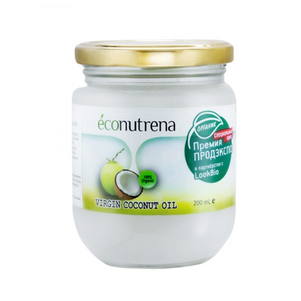 Econutrena Масло `Кокосовое`, органическое, холодного отжима 200 мл