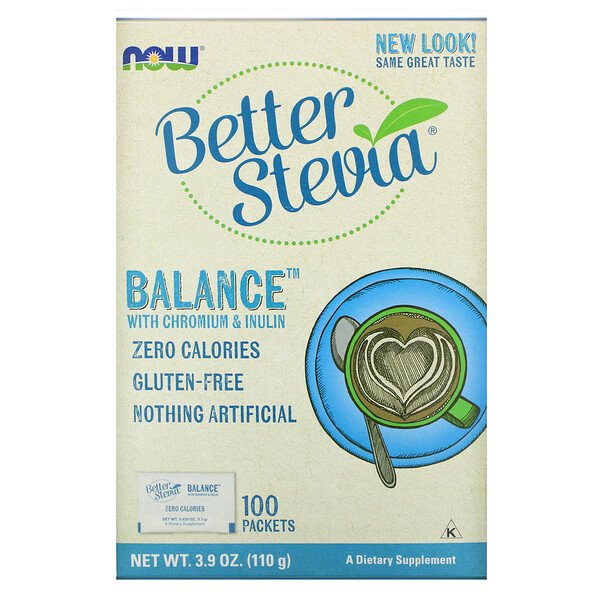 Now Foods Better Stevia Balance с хромом и инулином 100 пакетиков по 1,1 г