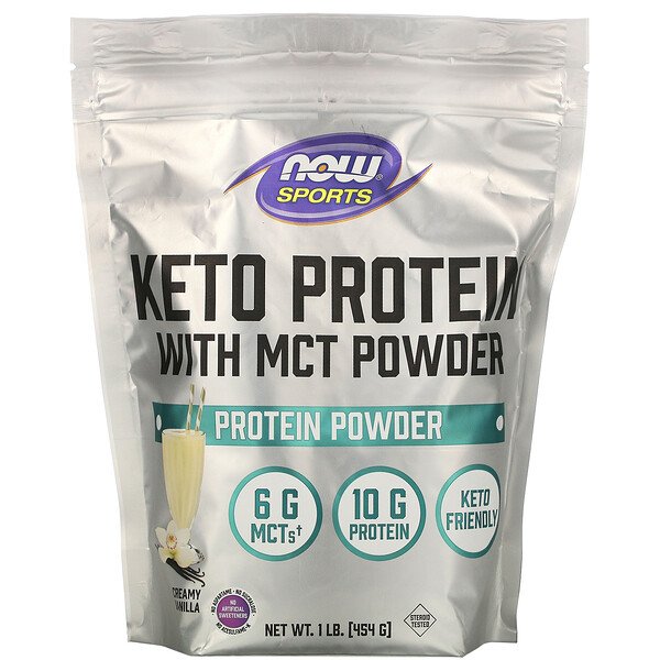 Now Foods Sports Кето-протеин с MCT Ванильный крем 454 г