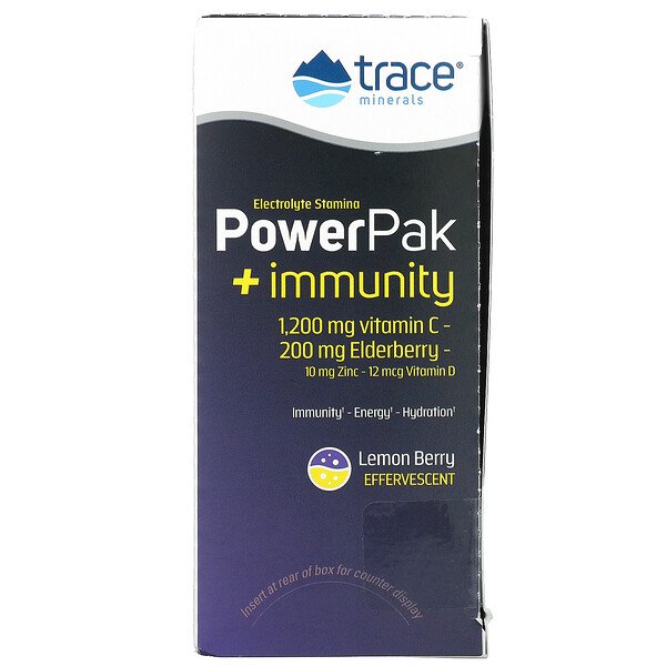 Trace Minerals Research Электролиты PowerPak + Immunity Ягода-лимон 30 пакетов по 5,3 г