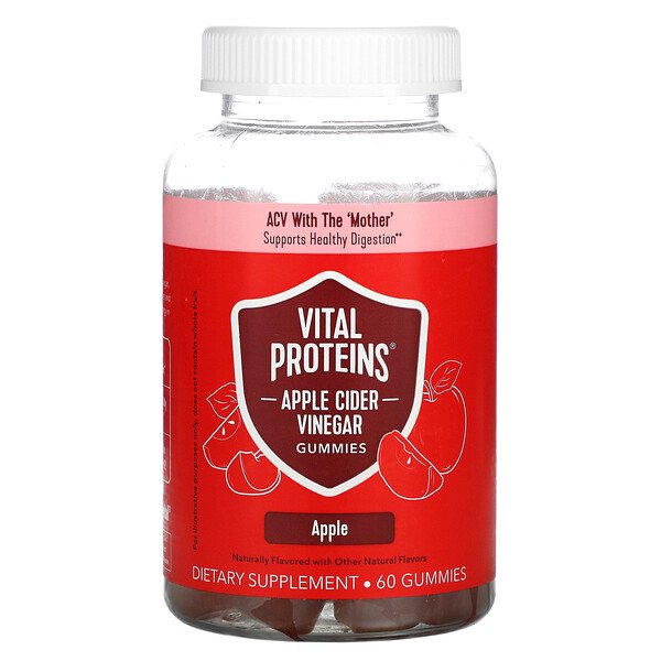 Vital Proteins Яблочный уксус 60 жевательных конфе...