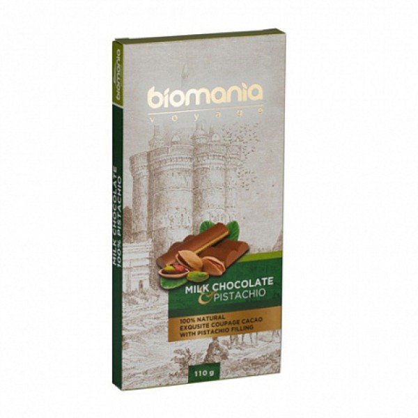 Биопродукты Молочный шоколад с урбечом из фисташки 110 г