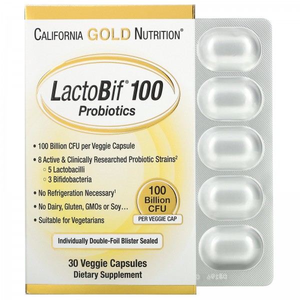 California Gold Nutrition LactoBif пробиотики 100м...