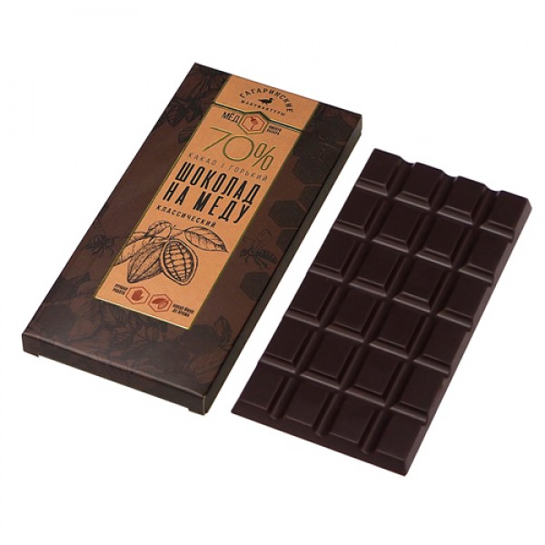Гагаринские Мануфактуры Шоколад на меду `Премиум` горький, 70% какао, классический 70 г