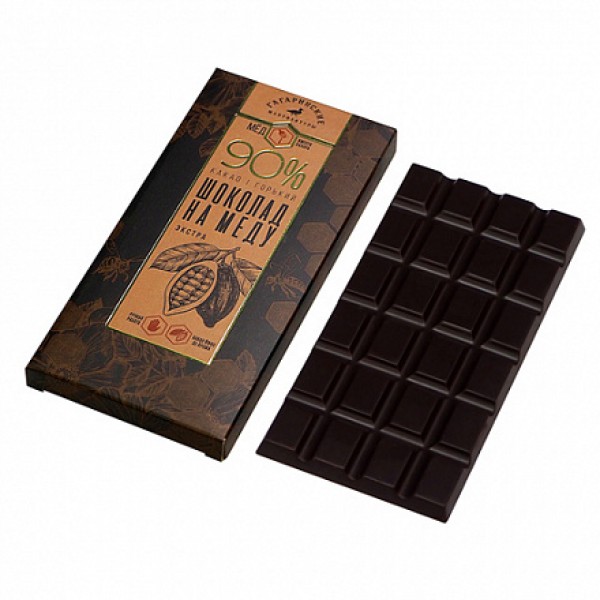 Гагаринские Мануфактуры Шоколад на меду 'Премиум' горький 90% какао, экстра 70 г