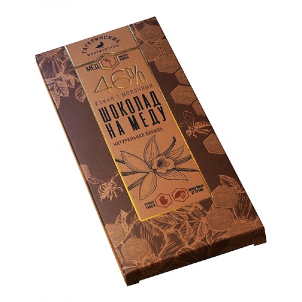 Гагаринские Мануфактуры Шоколад на меду `Премиум` молочный, 46% какао, ваниль 70 г