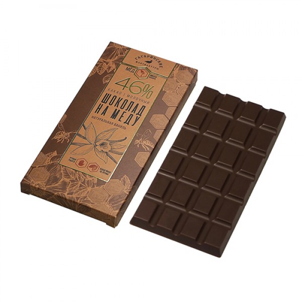 Гагаринские Мануфактуры Шоколад на меду `Премиум` молочный, 46% какао, ваниль 70 г