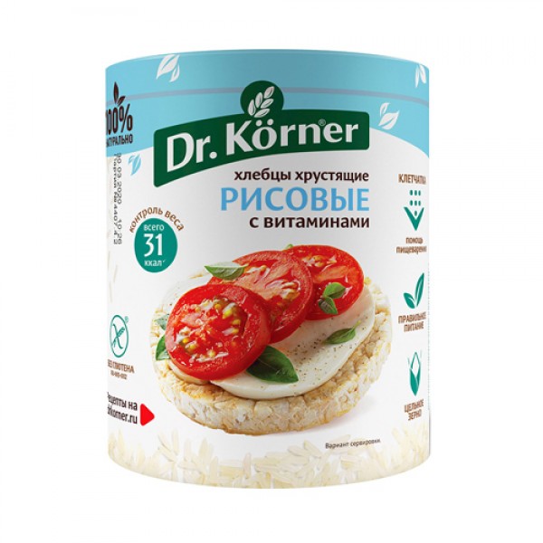 Dr. Korner Хлебцы хрустящие `Рисовые`, с витаминам...