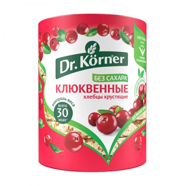 Dr. Korner Хлебцы хрустящие `Злаковый коктейль`, клюквенный 100 г
