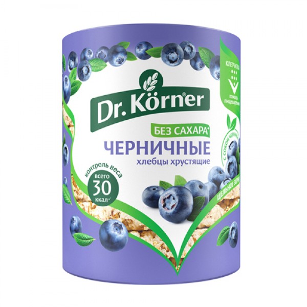 Dr. Korner Хлебцы хрустящие `Злаковый коктейль`, черничный 100 г