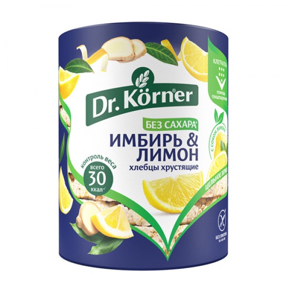 Dr. Korner Хлебцы хрустящие `Кукурузно-рисовые`, с имбирем и лимоном 90 г