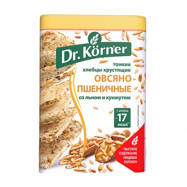 Dr. Korner Хлебцы хрустящие `Овсяно-пшеничные`, со смесью семян 100 г