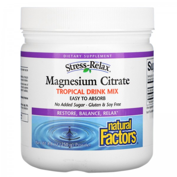 Natural Factors Magnesium Citrate Tropical Drink Mix 8.8 oz (250 g)