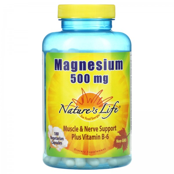 Nature's Life Magnesium Plus Vitamin B-6 500 mg 180 Vegetarian Capsules