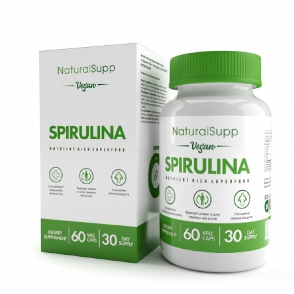 NaturalSupp Спирулина 500 мг веган 60 капсул...