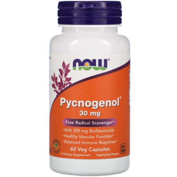 Now Foods Пикногенол 30 мг 60 растительных капсул...