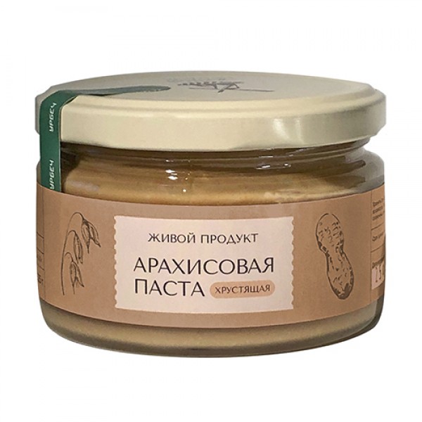 Живой продукт Паста `Арахисовая хрустящая` 225 г...