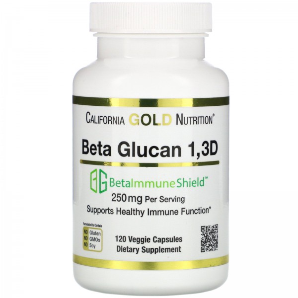 California Gold Nutrition бета-глюкан 1-3D с Beta-ImmuneShield 125мг 120растительных капсул