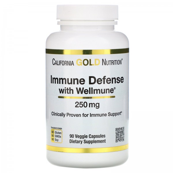California Gold Nutrition Защита иммунной системы Wellmune бета-глюкан 250 мг 90 растительных капсул