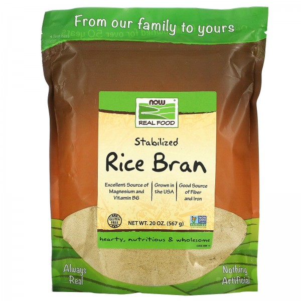 Now Foods Real Food стабилизированные рисовые отруби 567 г
