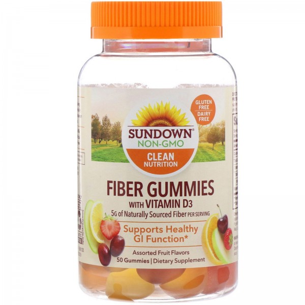 Sundown Naturals Fiber Gummies with Vitamin D3 Ass...