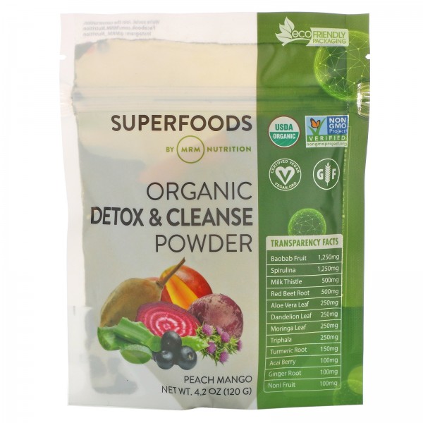 MRM Organic Detox & Cleanse Powder Peach Mango 4.2...