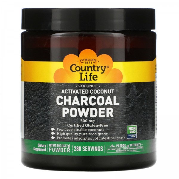 Country Life Activated Coconut Charcoal Powder 500...