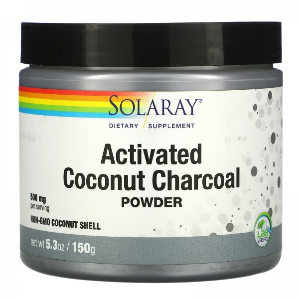 Solaray Активированный кокосовый уголь 500 мг 150 ...