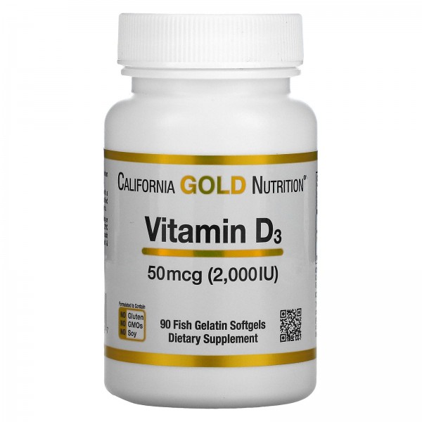 California Gold Nutrition Витамин D3 2000 МЕ 90 же...