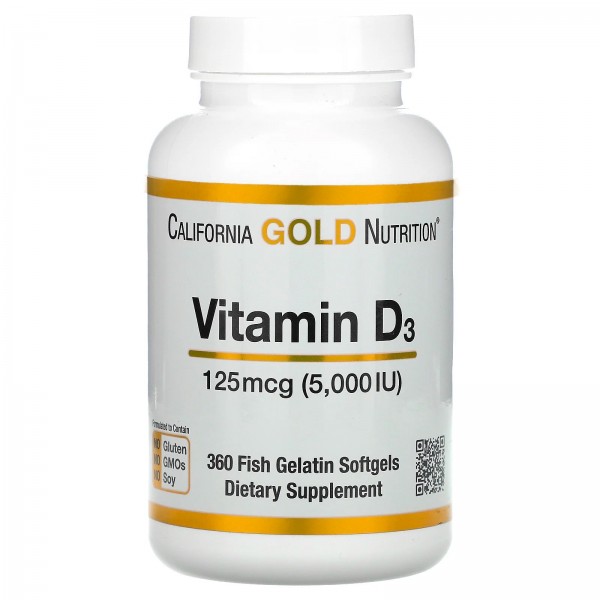 California Gold Nutrition Витамин D3 5000 МЕ 360 капсул