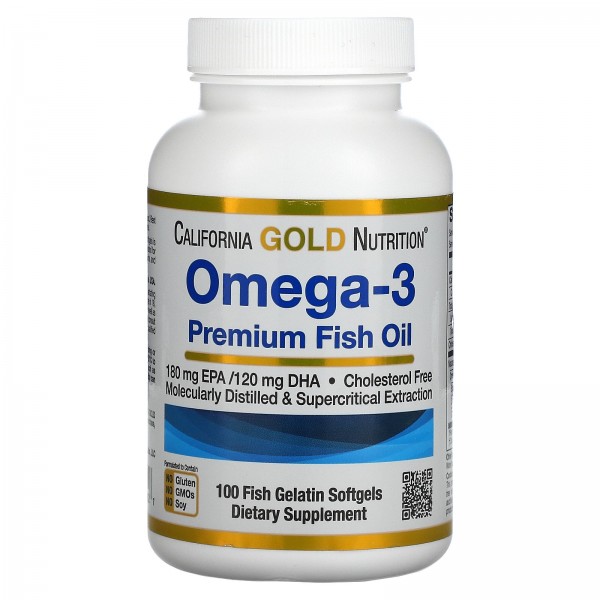 California Gold Nutrition Омега-3 рыбий жир 100 капсул из рыбьего желатина