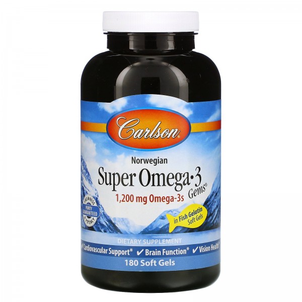 Carlson Labs Norwegian Super Omega-3 Gems высокоэффективные омега-3 кислоты 600 мг 180капсул