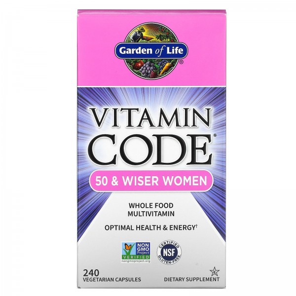 Garden of Life Витамин Code мультивитамины из цельных продуктов для женщин старше 50 лет 240 вегетарианских капсул