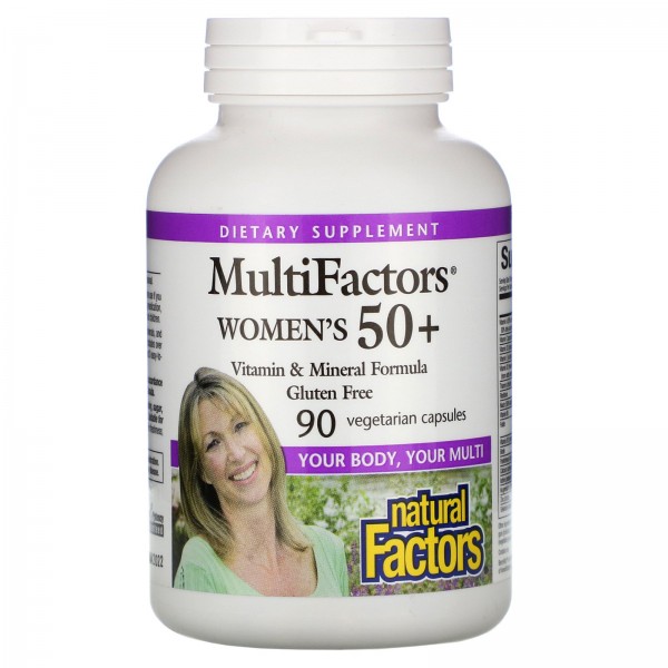 Natural Factors MultiFactors для женщин старше 50лет 90вегетарианских капсул