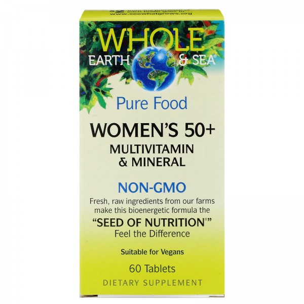 Natural Factors Whole Earth & Sea мультивитаминный и минеральный комплекс для женщин старше 50лет 60таблеток
