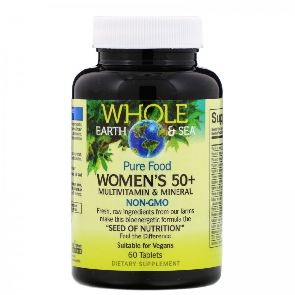 Natural Factors Whole Earth & Sea мультивитаминный и минеральный комплекс для женщин старше 50лет 60таблеток