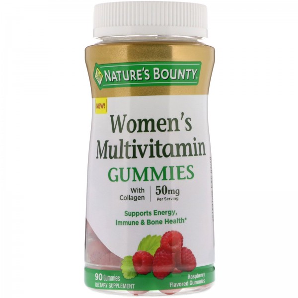 Nature's Bounty Мультивитамины женские с коллагеном Малина 90 жевательных таблеток