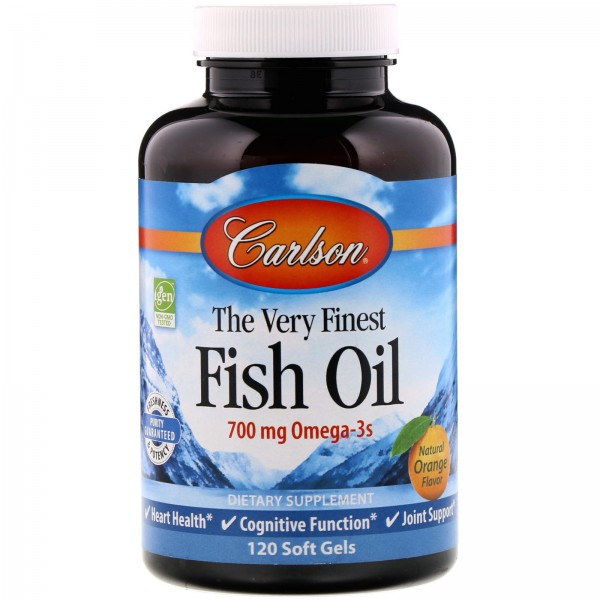 Carlson Labs Самый лучший рыбий жир натуральный апельсиновый вкус 350 мг 120мягких таблеток