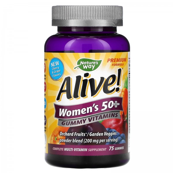 Nature's Way Alive! Мультивитамины для женщин старше 50 лет Вишня-виноград 75 жевательных таблеток