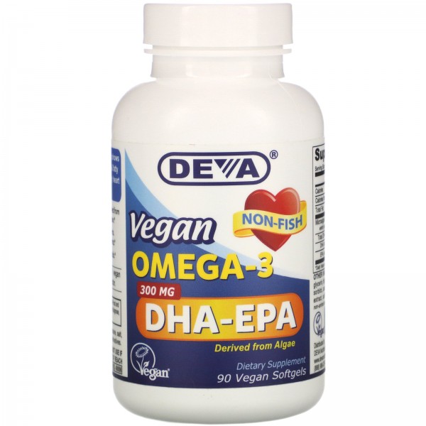 Deva Веганская Омега-3 ДГК-ЭПК 300 мг 90 веганских мягких таблеток