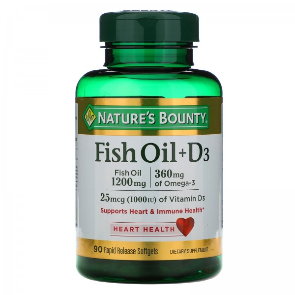 Nature's Bounty Рыбий жир с витамином D3 90 мягких...