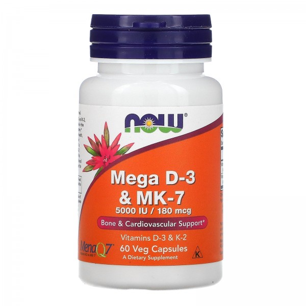 Now Foods Витамины D3-MK7 мега 5000 МЕ/180 мкг 60 ...