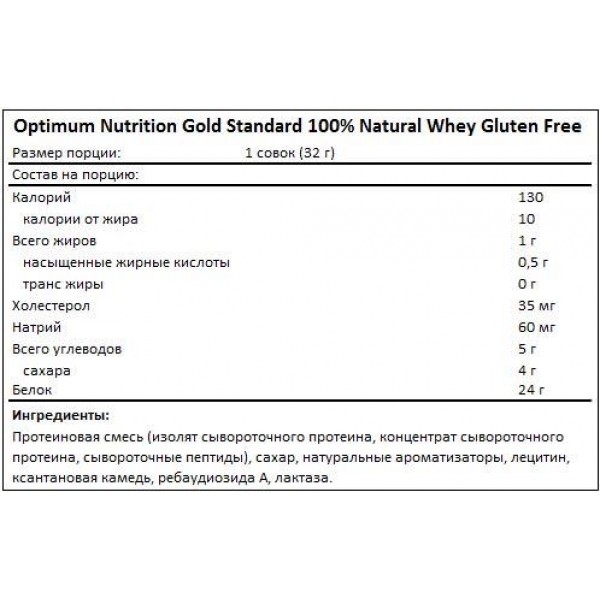 Optimum Nutrition Протеин 100% Natural Whey Gold Standard Gluten Free 2180 г Клубника