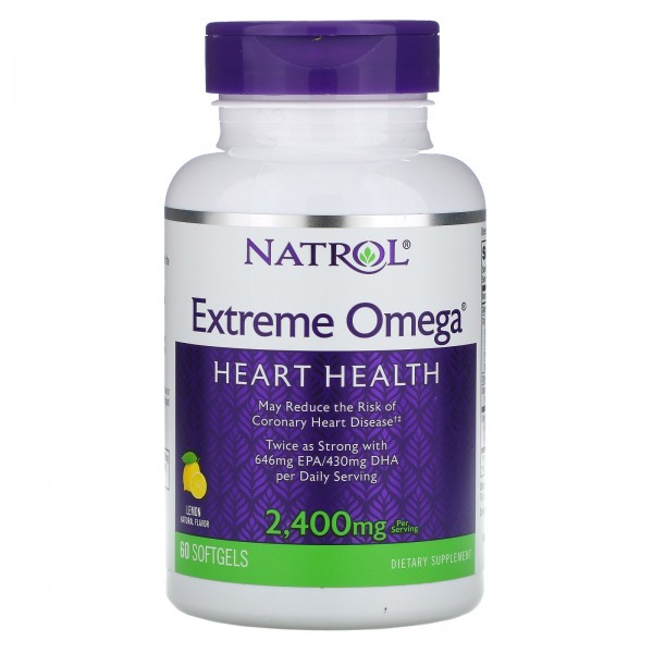 Natrol Extreme Omega со вкусом лимона 2400 мг 60 мягких желатиновых капсул