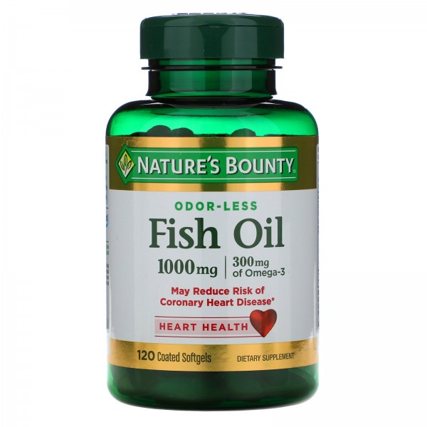 Nature's Bounty Odorless Fish Oil 1000 mg 120 Coat...